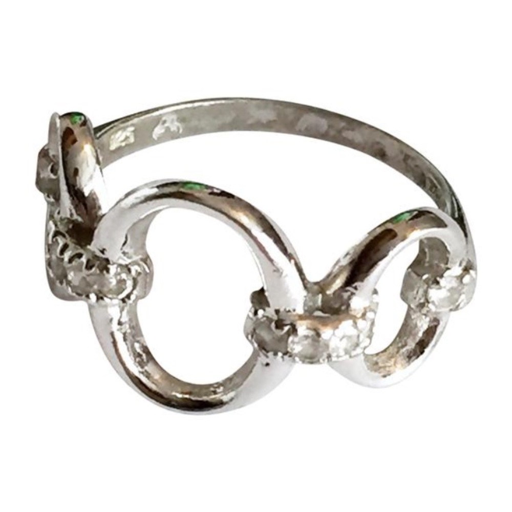 Sterling silver rhodium CZ stone ring